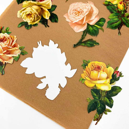 Yellow and Pink Roses Loose Flowers Paper Scrap Pack